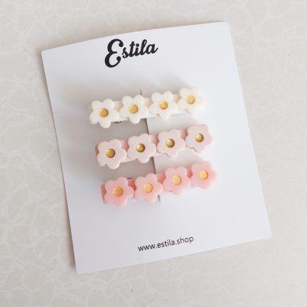 Pinza Flores Resina Trío