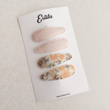 2 pares Clips Crema & Flores