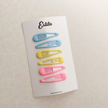 Set Clips Celeste, Amarillo & Rosado