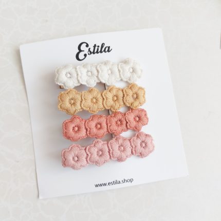 Set Pinzas Flores Embroidery Grandes Terracota