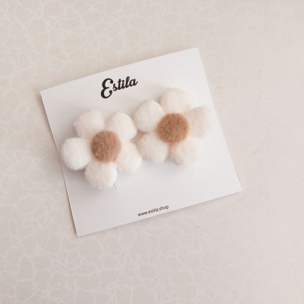 Pinzas Flores Blancas Felpa