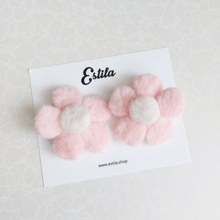 Pinzas Flores Rosada Felpa