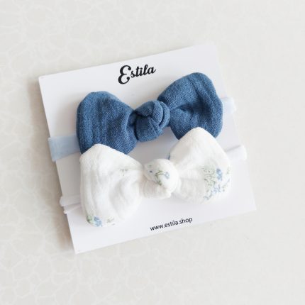 Cintillos Muselina Azul & Blanco