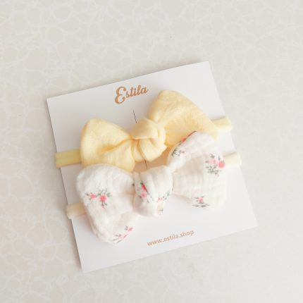 Cintillos Muselina Amarillo & Florecitas