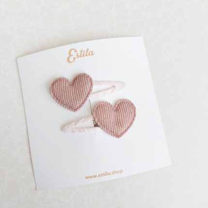 Clips Corazones Brillitos Rosados