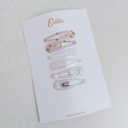 Set Clips Rosado Pálido con Corazones & Glitter