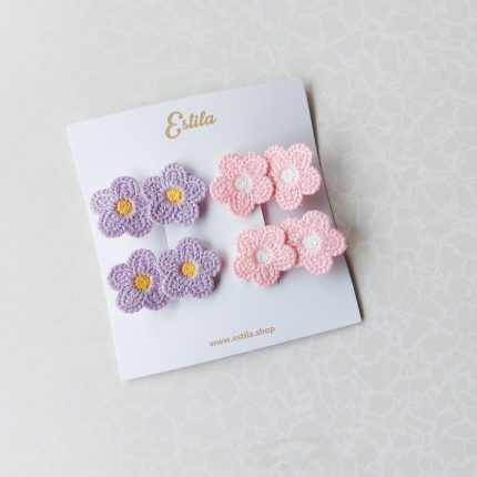 Pinzas flores crochet lila & rosado