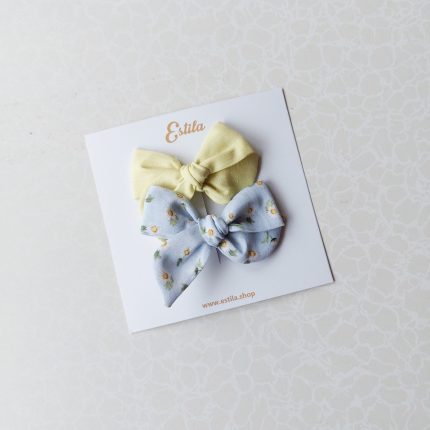 Pinzas Mini Emma Vainilla & Celeste con margaritas