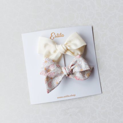 Pinzas Mini Emma Melocotón Ivory & Flores Pasteles